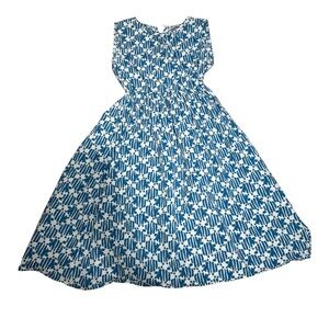 Compania Fantasia Blue-white Maxi Dress Back Cutout Sleeveless Size M